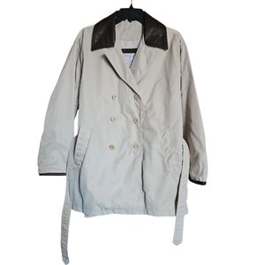 NWOT Vintage Coach Belted Trench Walking Jacket With Leather Trim Authentic 1995